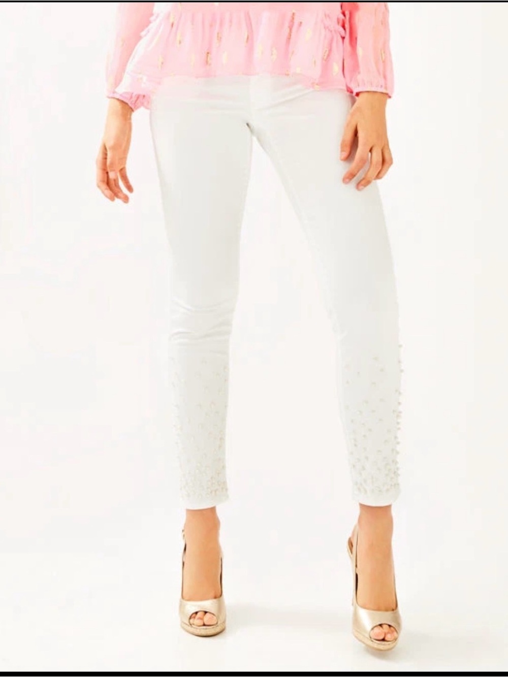 Lilly Pulitzer White Embellished Jeans | Size 4